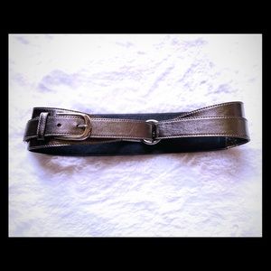 Oscar De La Renta Silver Leather Wide Belt